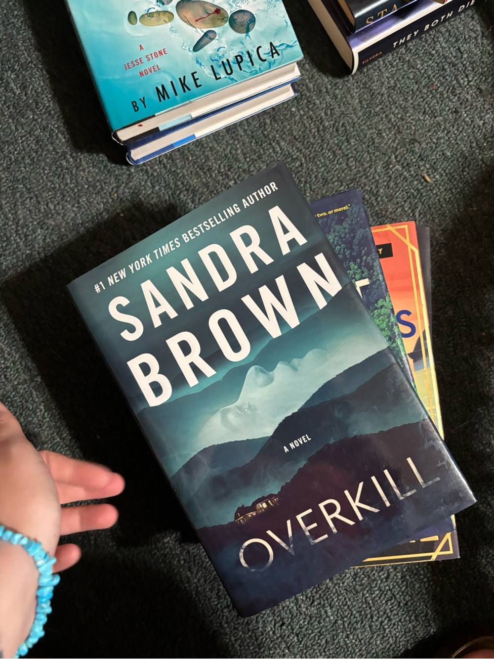 Sandra Brown Overkill - Teal and Dark Blue Hardcover Novel